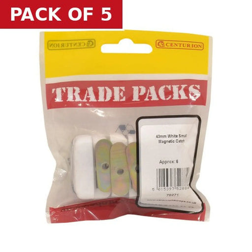 Magnetic Catch - White Small - 43mm - (6 PK) - Pack of 5