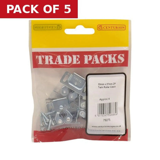Twin Roller Catch - Zinc Plated - 33mm x 27mm - (4 PK) - Pack of 5
