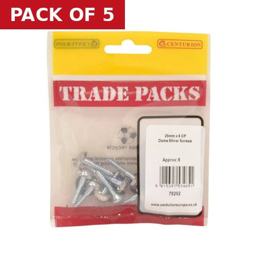 Dome Mirror Screws - Chrome Plated - 25mm x 8 - Pack of 8