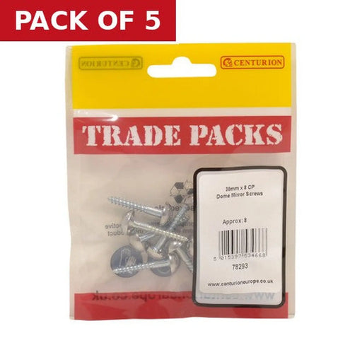 Dome Mirror Screws - Chrome Plated - 30mm x 8 - Pack of 8