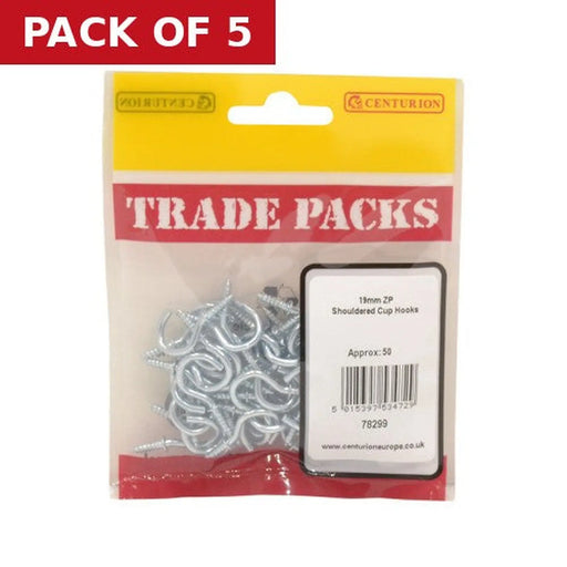 Shouldered Cup Hooks - Zinc Plated - 19mm - (50 PK) - Pack of 5