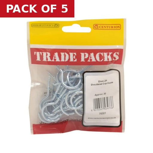 Shouldered Cup Hooks - Zinc Plated - 32mm - (30 PK) - Pack of 5