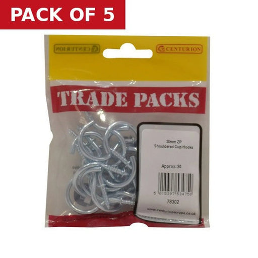 Shouldered Cup Hooks - Zinc Plated - 38mm - (20 PK) - Pack of 5