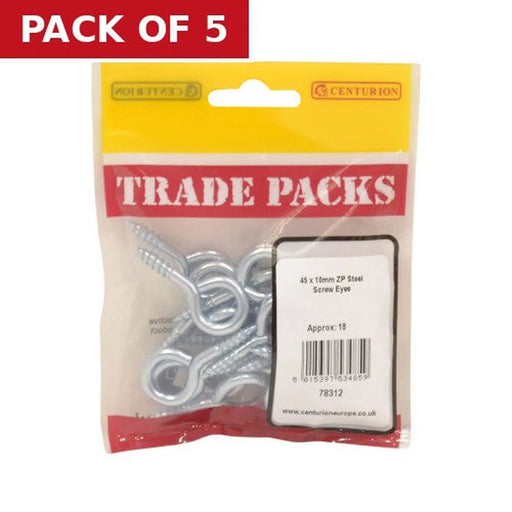Steel Screw Eyes - Zinc Plated - 45mm x 4.3mm - (18 PK) - Pack of 5