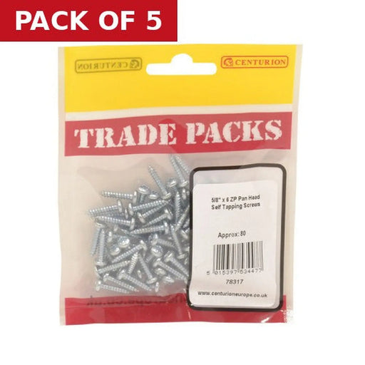 Pan Head Self Tapping Screws - Zinc Plated - 5/8" x 6 - (80 PK) - Pack of 5