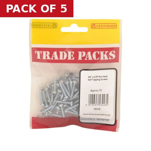 Pan Head Self Tapping Screws - Zinc Plated - 3/4" x 6 - (70 PK) - Pack of 5