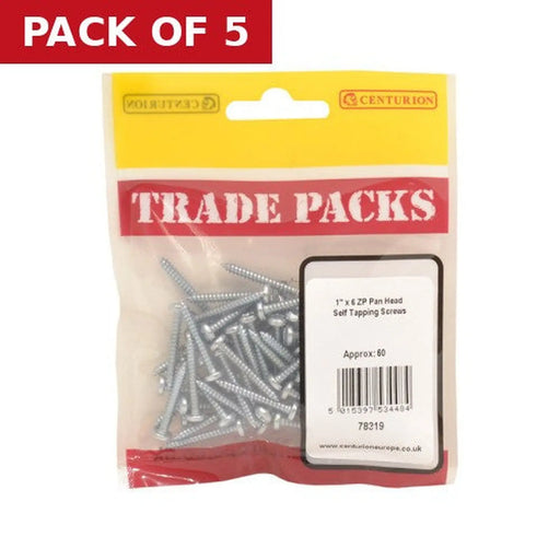 Pan Head Self Tapping Screws - Zinc Plated - 1" x 6 - (60 PK) - Pack of 5