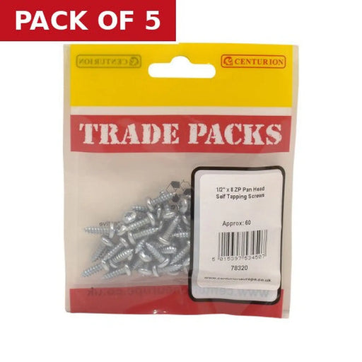 Pan Head Self Tapping Screws - Zinc Plated - 1/2" x 8 - (60 PK) - Pack of 5