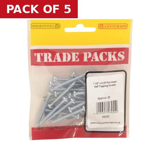 Pan Head Self Tapping Screws - Zinc Plated - 1 1/2" x 8 - (25 PK) - Pack of 5
