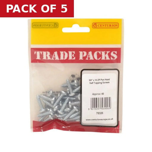 Pan Head Self Tapping Screws - Zinc Plated - 3/4" x 10 - (40 PK) - Pack of 5