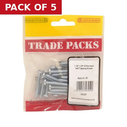 Pan Head Self Tapping Screws - Zinc Plated - 1 1/2" x 10 - (20 PK) - Pack of 5
