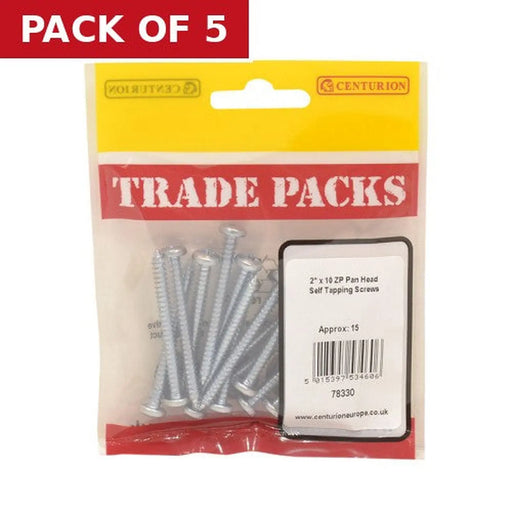 Pan Head Self Tapping Screws - Zinc Plated - 2" x 10 - (15 PK) - Pack of 5