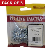 Machine Screws & Nuts - Zinc Plated - Slot Pan Head  - M4 x 12mm - - Pack of 5