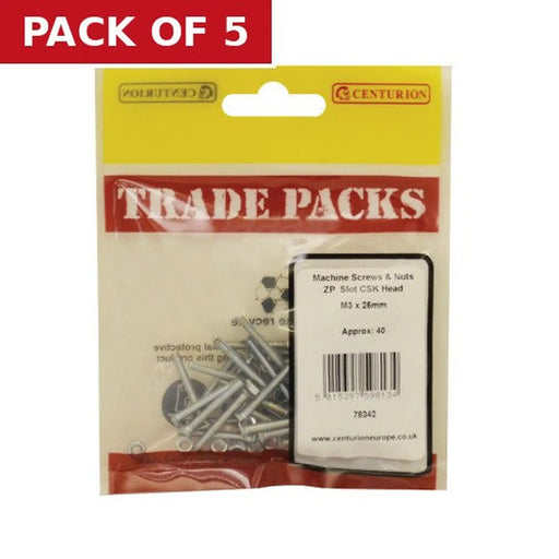Machine Screws & Nuts - Zinc Plated - Slot CSK Head - M3 x 25mm - - Pack of 5