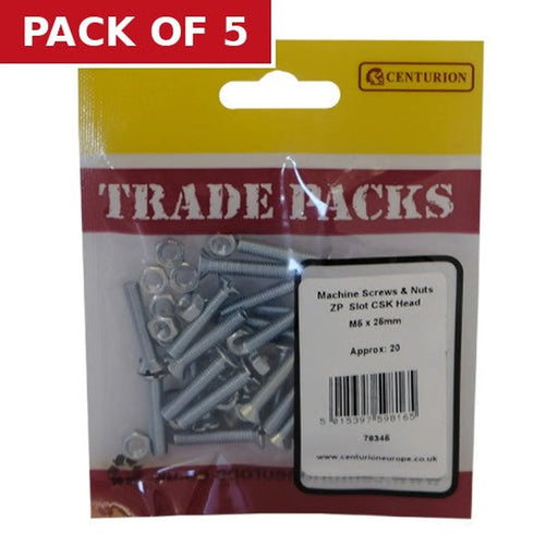Machine Screws & Nuts - Zinc Plated - Slot CSK Head - M5 x 25mm - - Pack of 5
