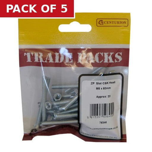 Machine Screws & Nuts - Zinc Plated - Slot CSK Head - M5 x 50mm - - Pack of 5