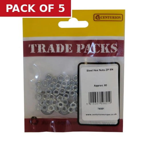 Steel Hex Nuts - Zinc Plated - M4 - (80 PK) - Pack of 5