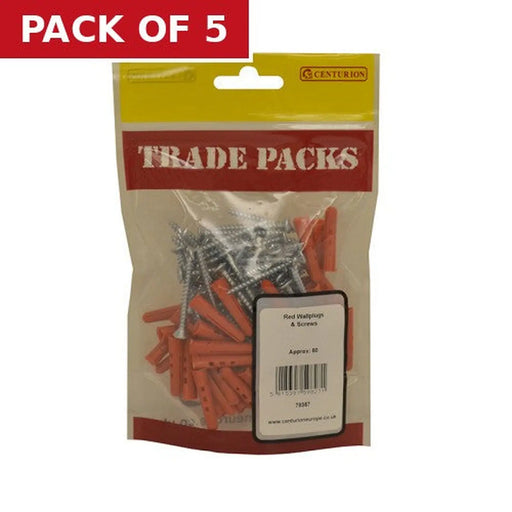 Wallplugs & Screws  - Red - (50PK) - Pack of 5