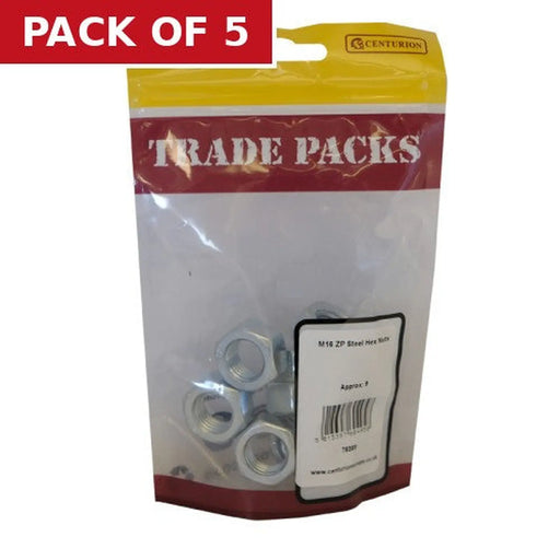 Steel Hex Nuts - Zinc Plated - M16 - Pack of 9