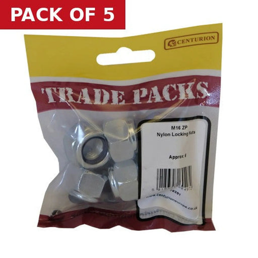 Nylon Locking Nuts - Zinc Plated - M16 - Pack of 6