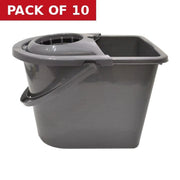 Bucket - Mop and Wringer - Silver Plastic - 12 Litre - Pack of 10