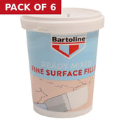 Bartoline Ready Mixed Fine Surface Filler, White (600g) - Pack of 6