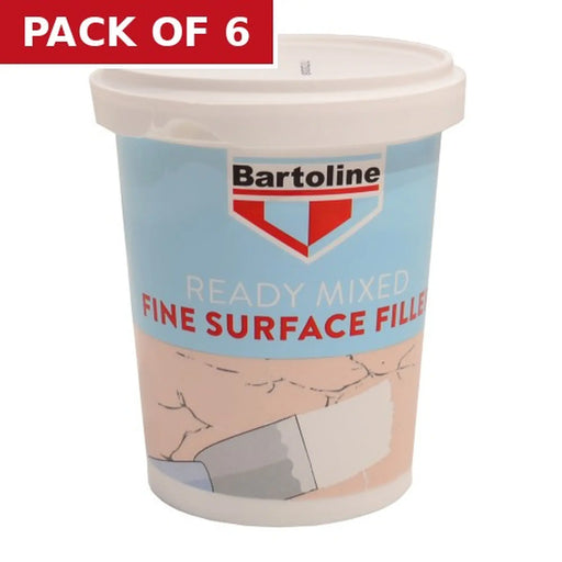 Bartoline Ready Mixed Fine Surface Filler, White (600g) - Pack of 6