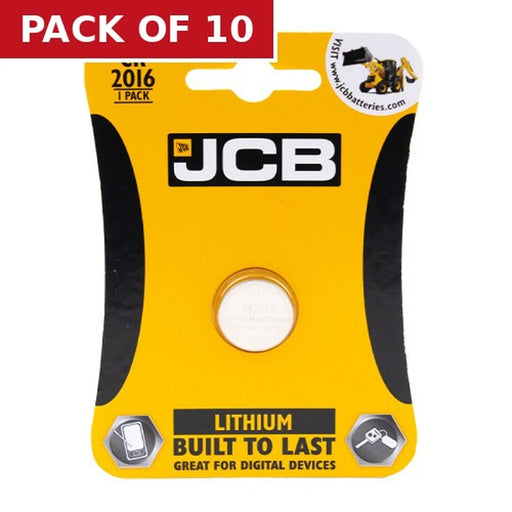 JCB Coin Cell Battery CR2016, Single - Pack of 10