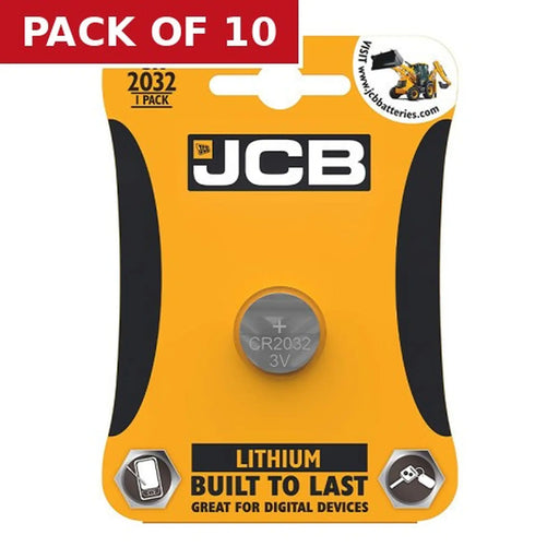 JCB Coin Cell Battery CR2032, Single - Pack of 10