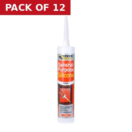 Everbuild General Purpose Silicone Clear (280ml) - Pack of 12