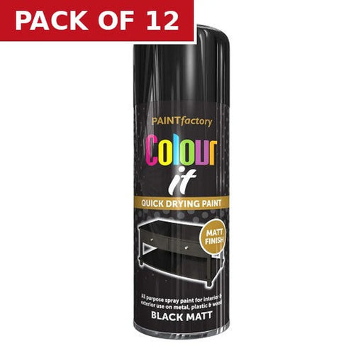 Colour It Matt Paint, Black (400ml) - Pack of 12