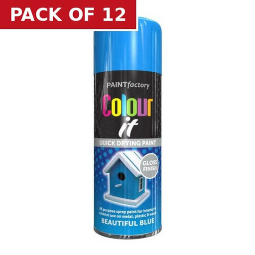 Paint Factory Colour It Gloss Paint, Mid Blue (400ml) - Pack of 12