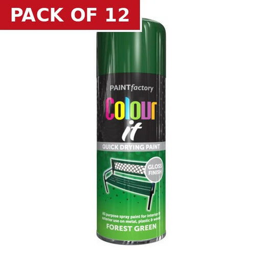 Paint Factory Colour It Gloss Paint, Forest Green (400ml) - Pack of 12