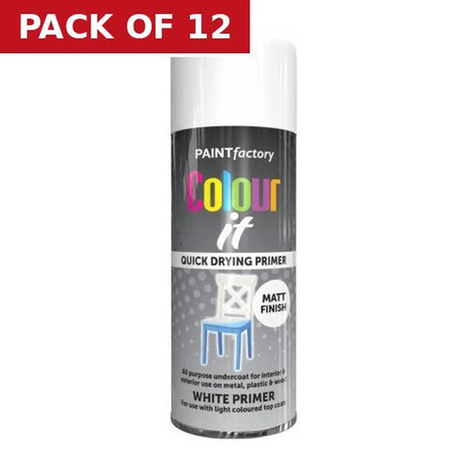 Colour It Primer Paint, White (400ml) - Pack of 12