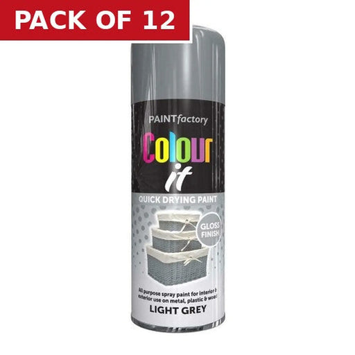 Paint Factory Colour It Gloss Paint, Light Grey (400ml) - Pack of 12