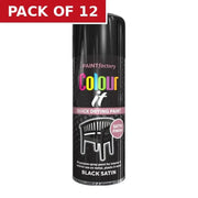 Paint Factory Colour It Satin Paint, Black (400ml) - Pack of 12