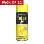 Paint Factory Colour It Gloss Paint, Yellow (400ml) - Pack of 12