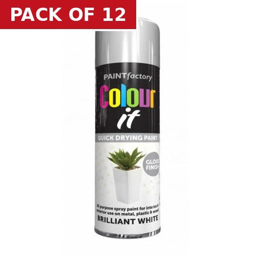 Paint Factory Colour It Gloss Paint, White (400ml) - Pack of 12