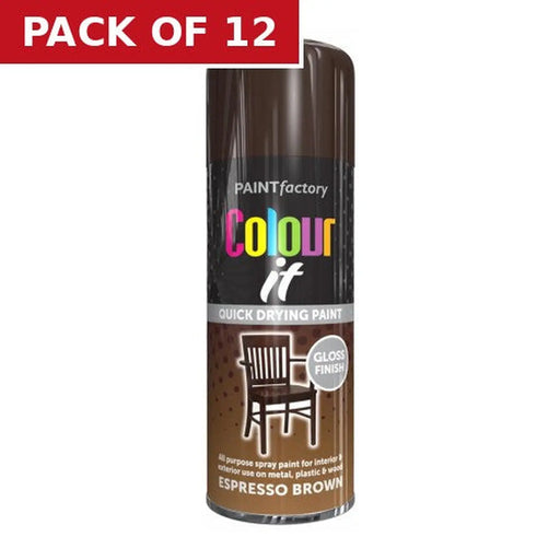 Paint Factory Colour It Gloss Paint, Brown (400ml) - Pack of 12