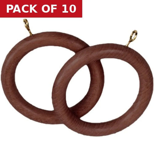 Renaissance Wooden Curtain Rings Walnut 28mm 4pk - Pack of 10