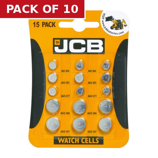 JCB Assorted Coin Cell Battery, 15 Pack - Pack of 10