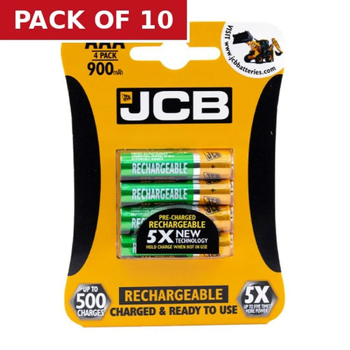 JCB Rechargeable AAA Batteries, 4 Pack - Pack of 10