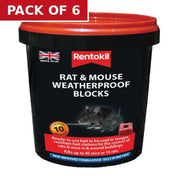 Rentokil - Mouse & Rat Weatherproof Blocks - 10 Sachet - Pack of 6