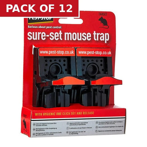Pest-Stop Sure-Set Plastic Mouse Trap - Twin Pack - Pack of 12