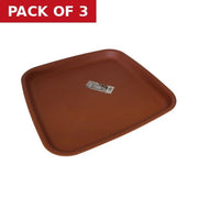Square Plastic Gardeners Tray, Terracotta - Pack of 3