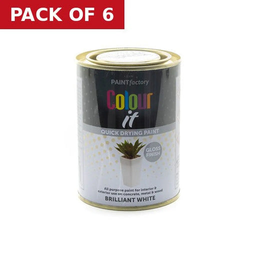 Colour It Gloss Paint - White - Pack of 6