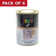 Colour It Matt Paint - White - Pack of 6