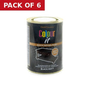 Colour It Matt Paint - Black - Pack of 6