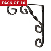 Wrought Iron Scroll Brackets, Black Finish, 150mm - Pack of 10