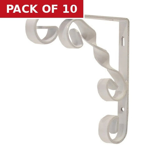 Wrought Iron Scroll Brackets, White Finish, 100mm - Pack of 10